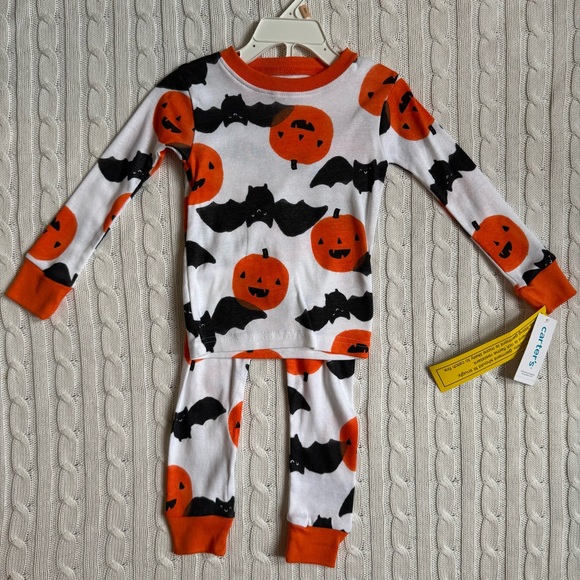 Carters Halloween PJs Pajamas 2T NEW Spooky Pumpkin Bat Jammies Sleepwear Bed - Picture 1 of 5